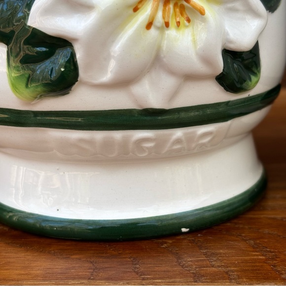 Vintage Magnolia Flower Canisters Kitchen Set of 3 Cottagecore - Picture 2 of 13